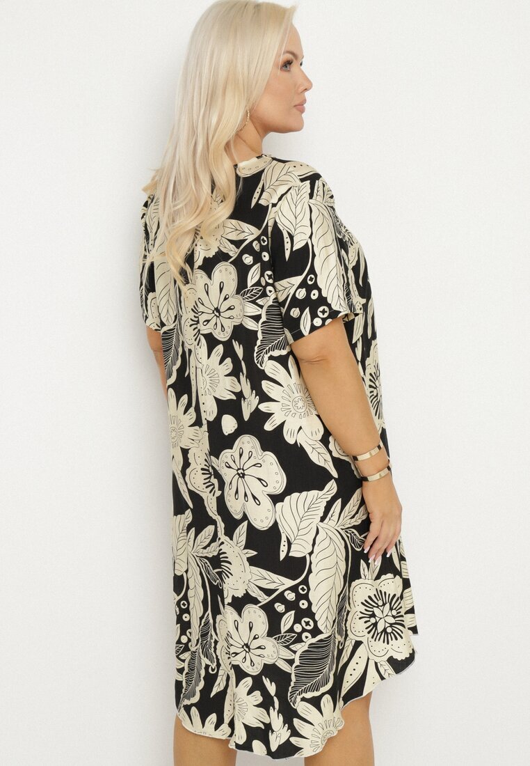 j&x Rochie neagră din viscoză cu flori Divolla
