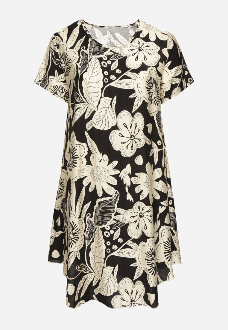 j&x Rochie neagră din viscoză cu flori Divolla