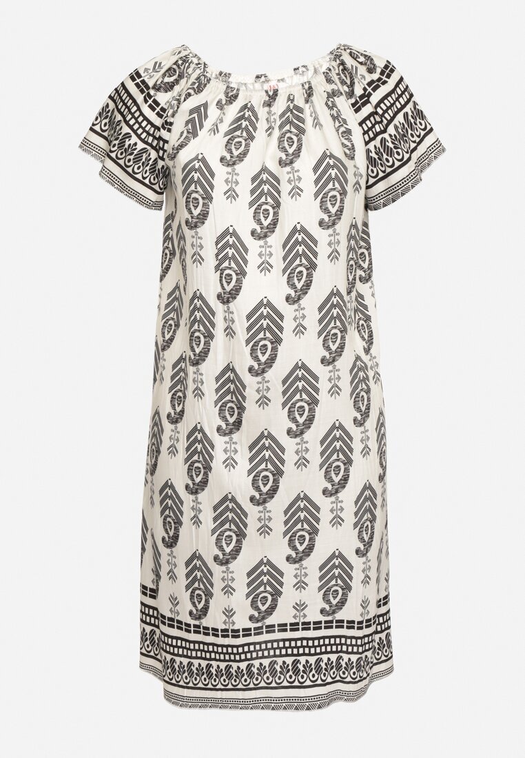 j&x Rochie Neagră din viscoză cu model Boho Ellivra