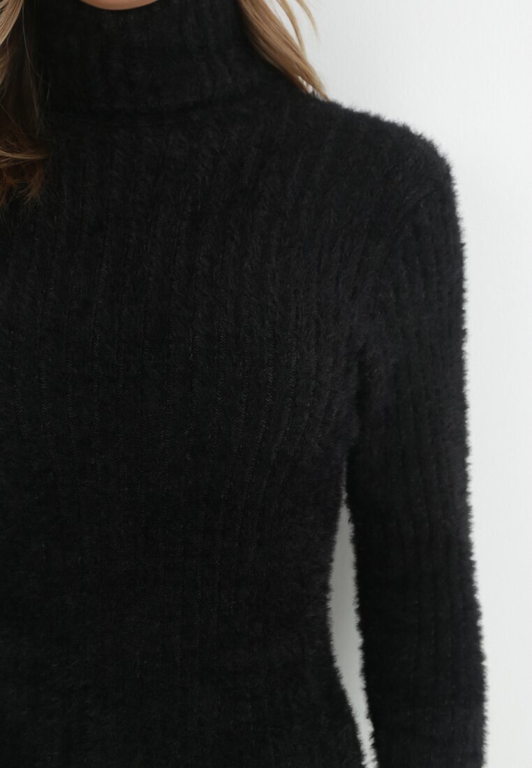 j&x Rochie Neagră Tricotată Din Lână Colno