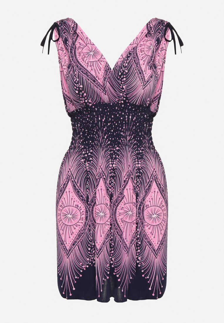 j&x Rochie roz cloș cu elastic la umeri cu imprimeu abstract Filinea