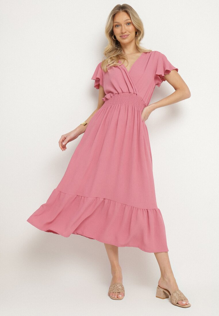 j&x Rochie Roz cu croială evazată cu decolteu petrecut și elastic în talie Reiliana