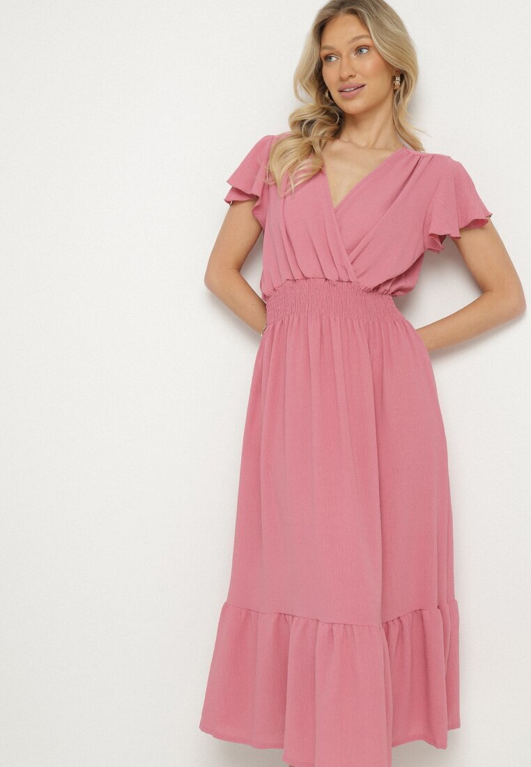 j&x Rochie Roz cu croială evazată cu decolteu petrecut și elastic în talie Reiliana