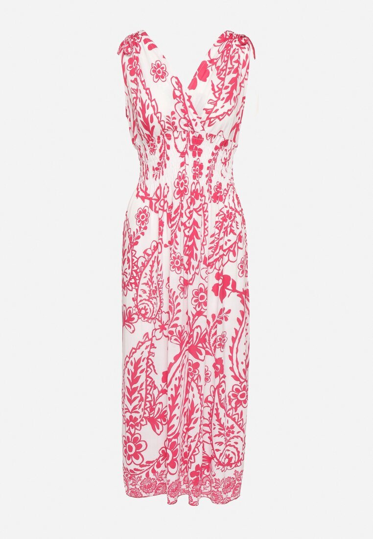 j&x Rochie Roz cu Model Floral și Decolteu Petrecut cu Elastic în Talie Orrune