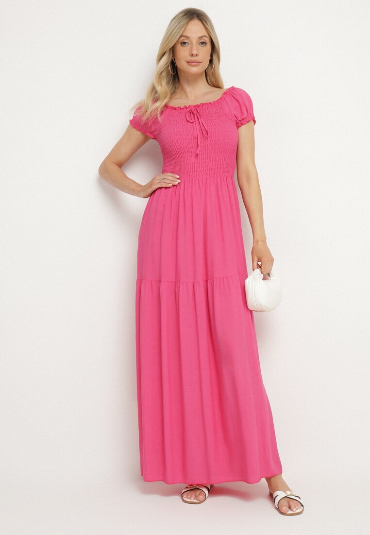 j&x Rochie roz din viscoză stil spaniol cu top drapé Jenanira