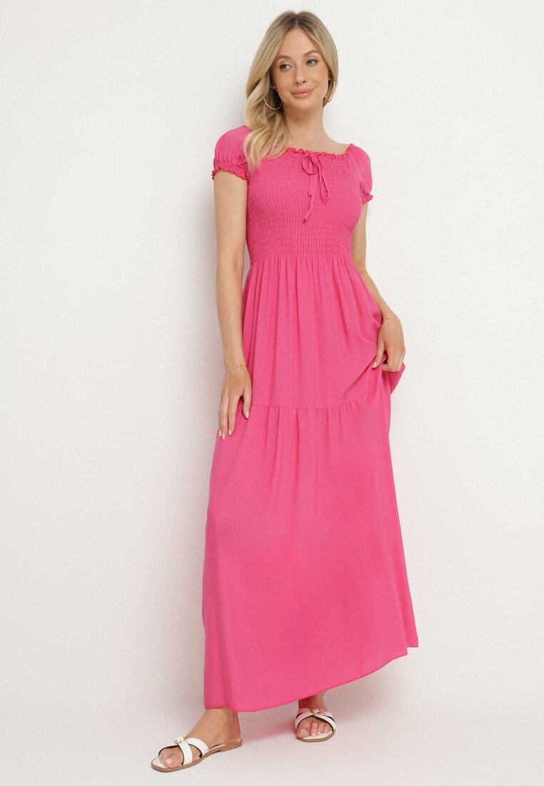 j&x Rochie roz din viscoză stil spaniol cu top drapé Jenanira