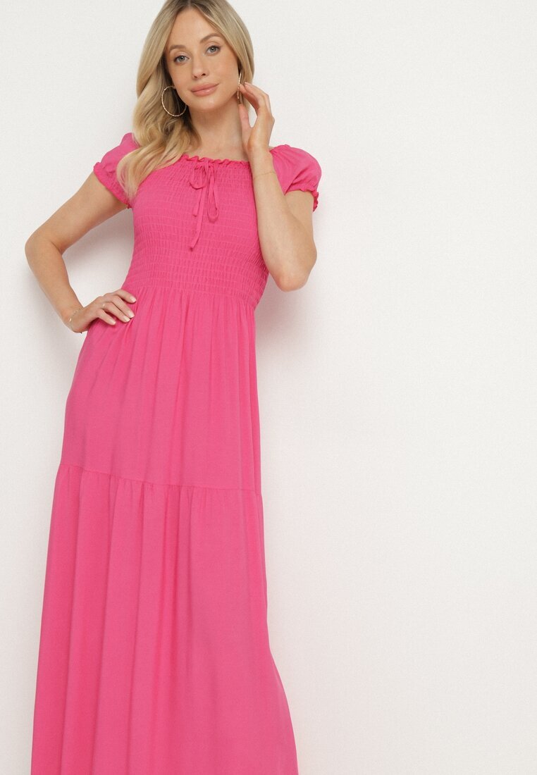 j&x Rochie roz din viscoză stil spaniol cu top drapé Jenanira