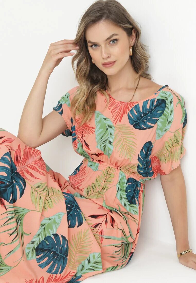 j&x Rochie Roz Maxi din Viscoză cu Imprimeu Floral Jannatta