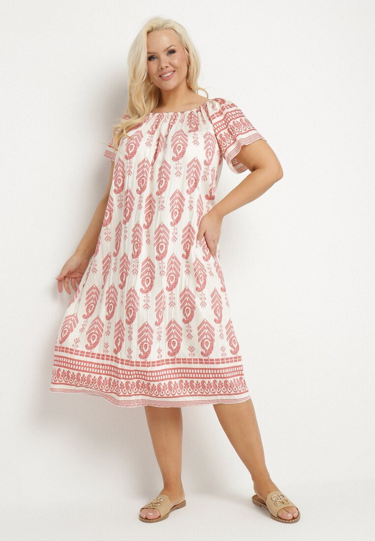 j&x Rochie Roz Vâscoză cu Model Boho Ellivra