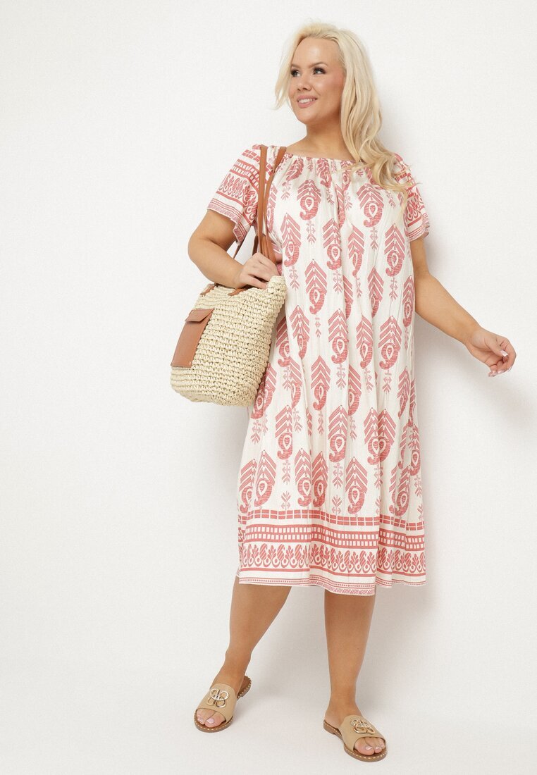 j&x Rochie Roz Vâscoză cu Model Boho Ellivra
