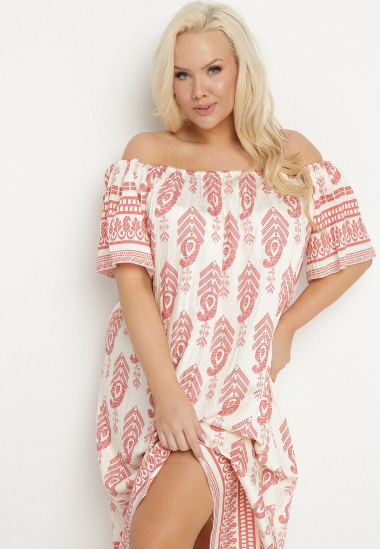 j&x Rochie Roz Vâscoză cu Model Boho Ellivra