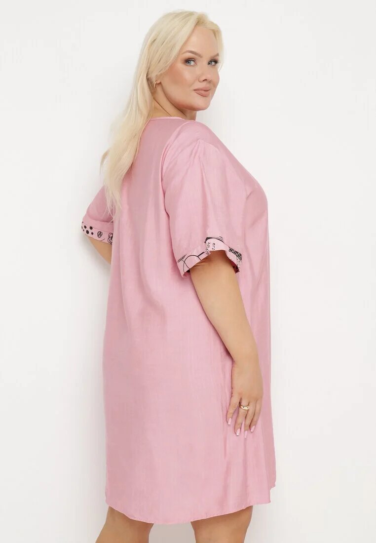 j&x Rochie Roză de Bumbac cu Croială Dreaptă cu Buzunare Laterale Decorată cu Nasturi Walliana