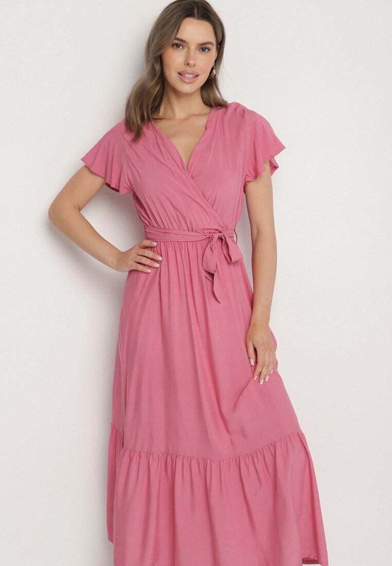 j&x Rochie rozalie de viscoză cu decolteu petrecut și curea Savorlisse