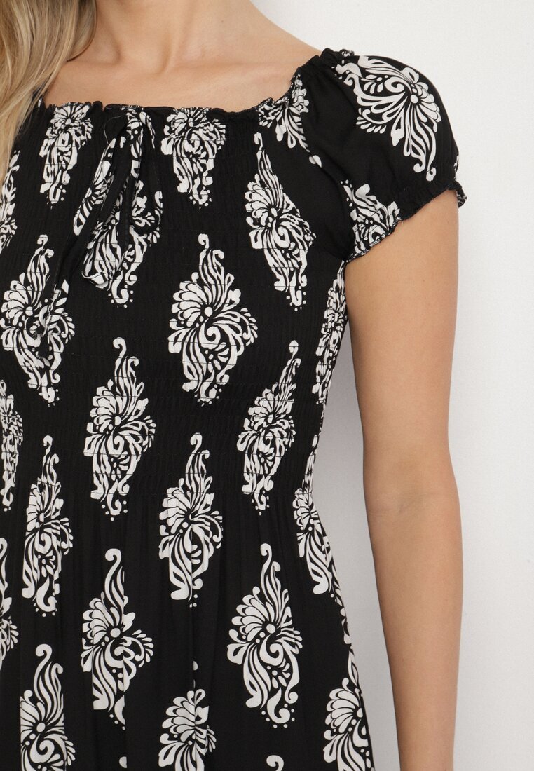 j&x Rochie spaniolă Neagră cu model ornamental cu viscoză Orrionna