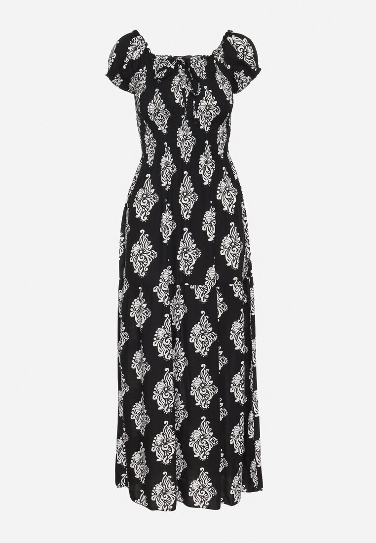 j&x Rochie spaniolă Neagră cu model ornamental cu viscoză Orrionna