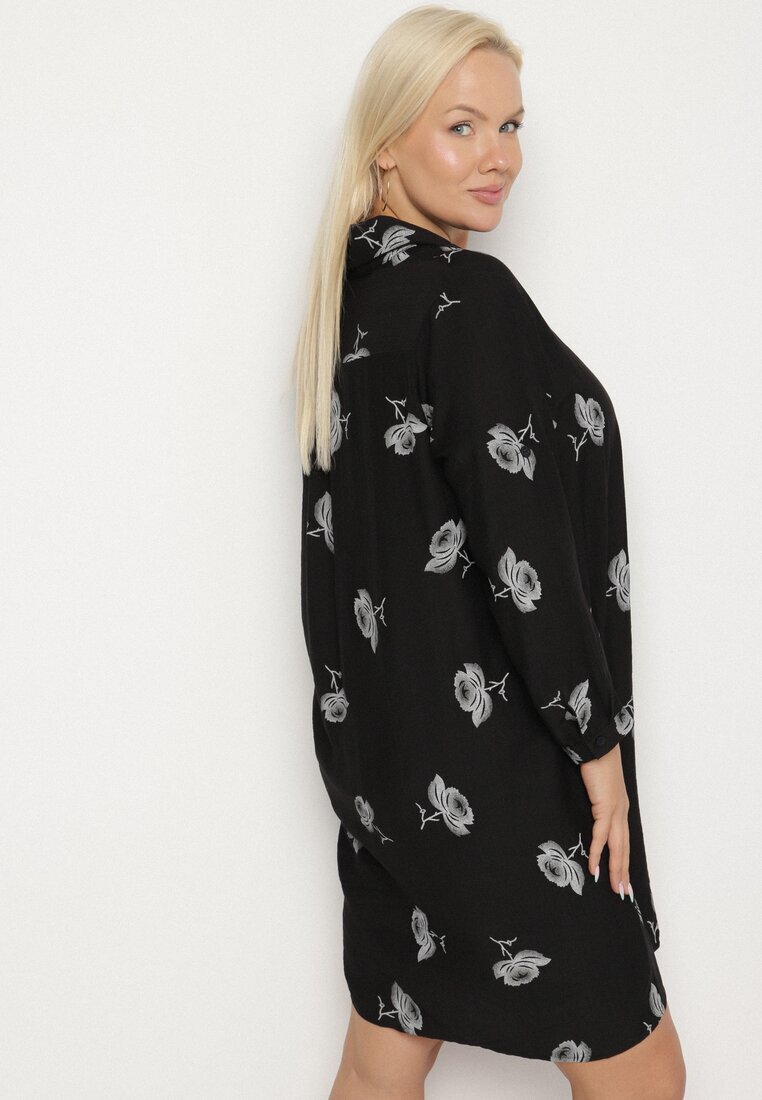 j&x Rochie tip cămașă Neagră cu nasturi și mâneci reglabile Xatella