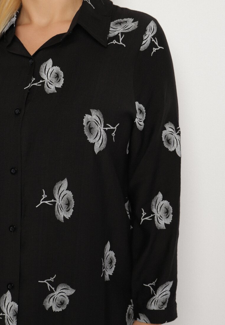 j&x Rochie tip cămașă Neagră cu nasturi și mâneci reglabile Xatella