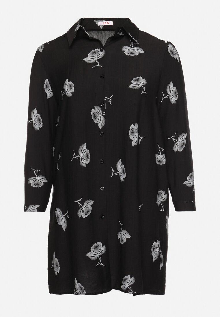 j&x Rochie tip cămașă Neagră cu nasturi și mâneci reglabile Xatella