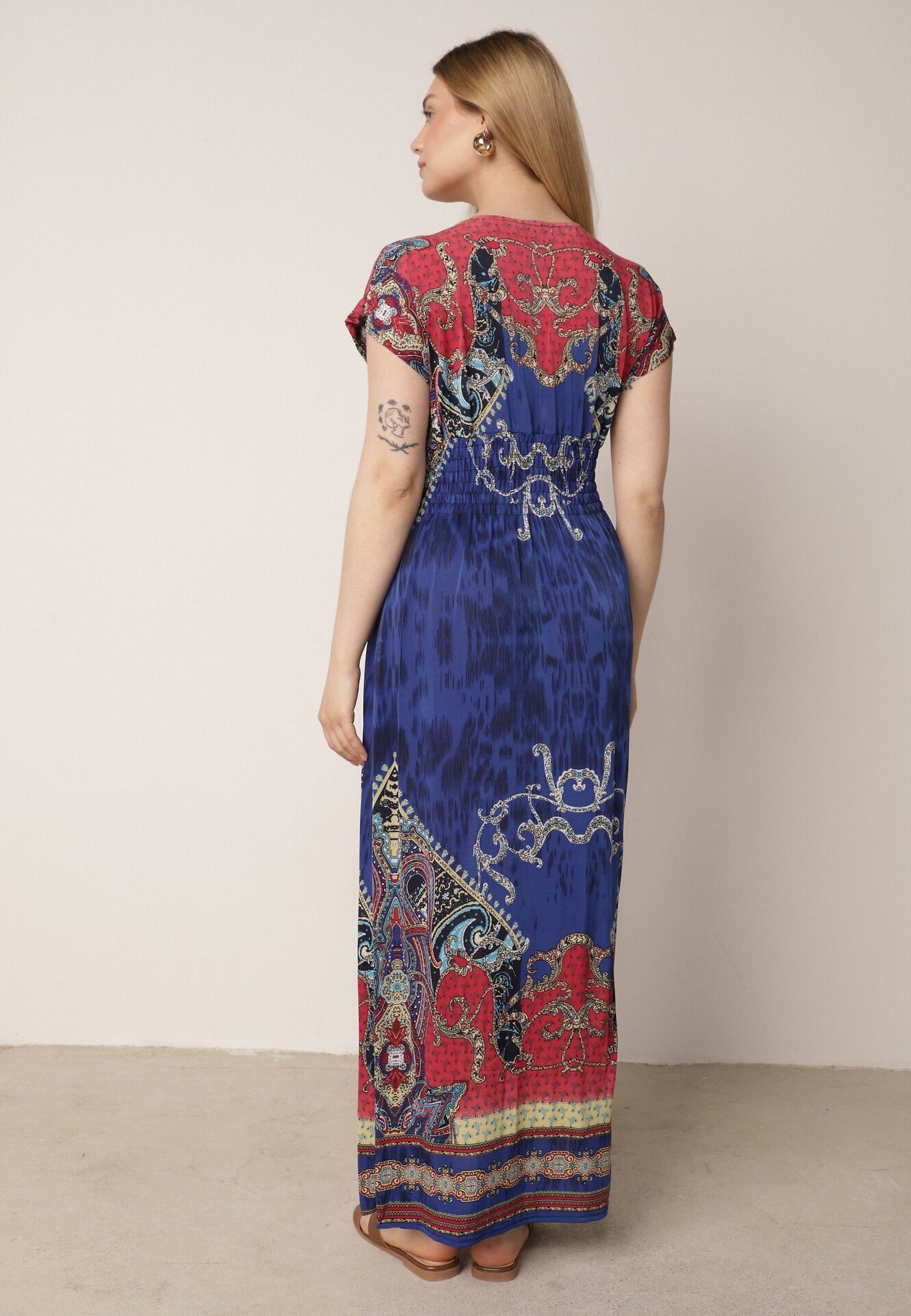 j&x Rochie Tip Plic Albastră cu Model Etnic Matanira