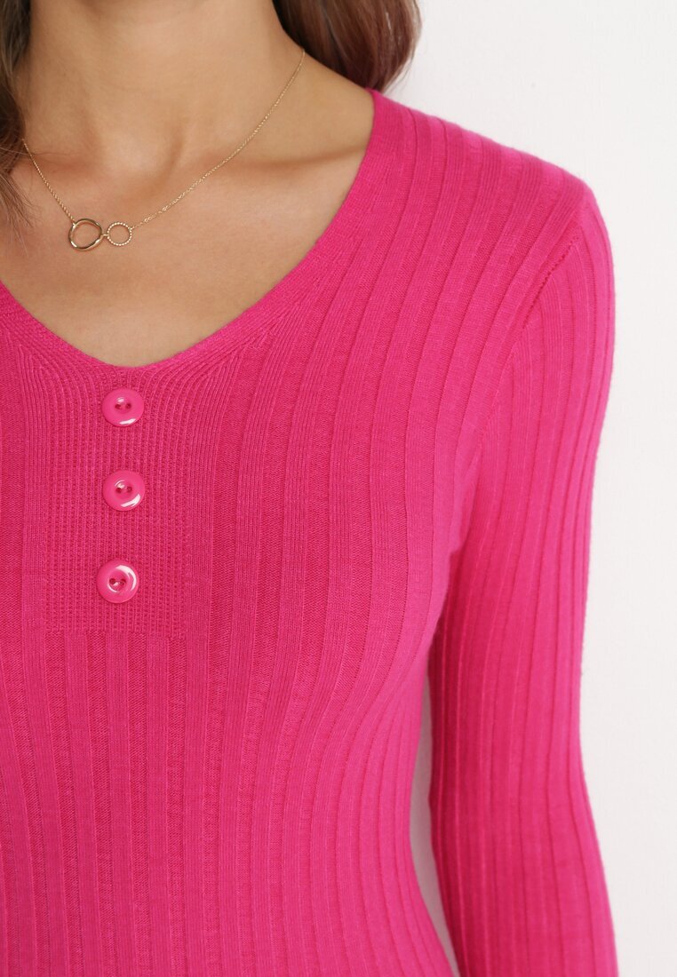 j&x Rochie tricotată Fucsia mulată cu curea Brevna