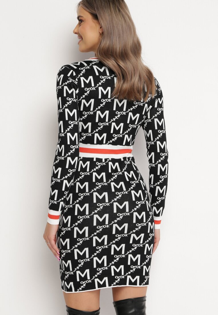 j&x Rochie tricotată Negru-Albă Mini Paixdas