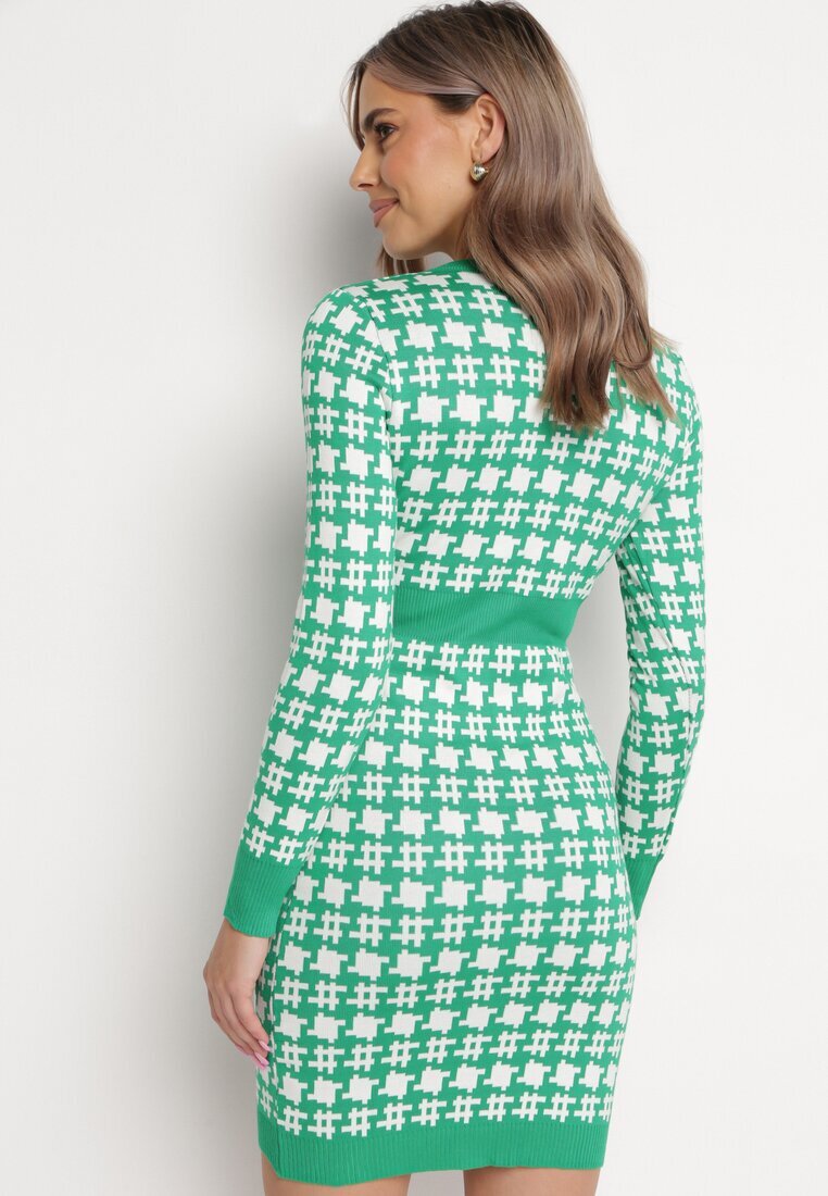 j&x Rochie tricotată Verde cu nasturi Bileldeme