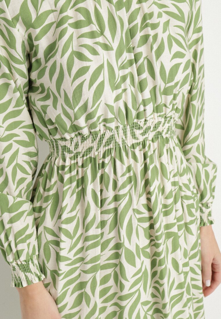 j&x Rochie Verde cu croi evazat cu volane și elastic în talie Ridiluria