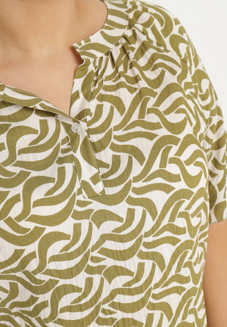 j&x Rochie Verde din Viscoză cu Croială Tip Cutie cu Model Abstract Koririanne