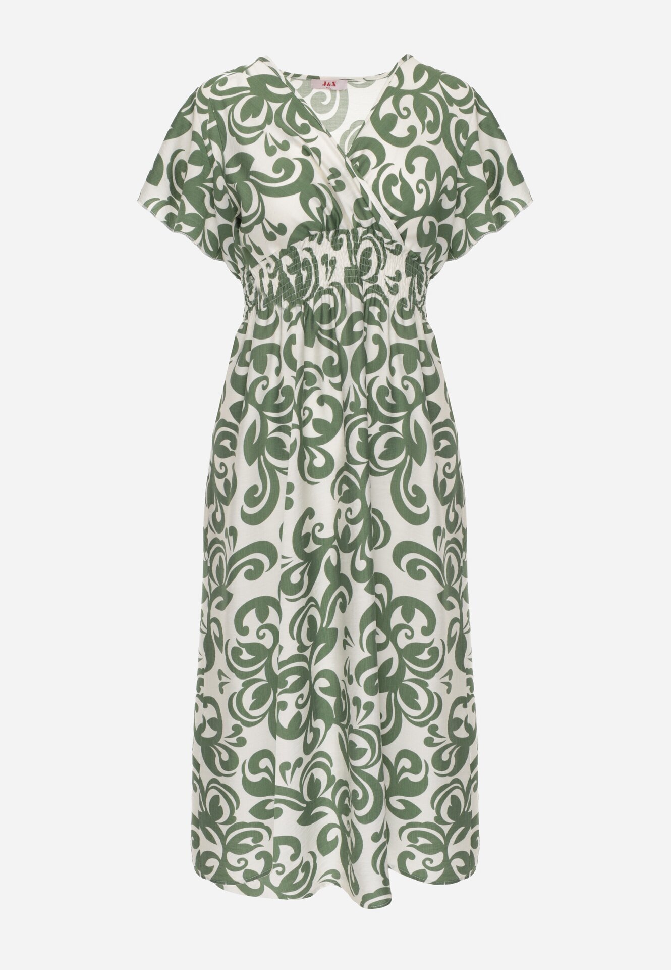 j&x Rochie Verde Din viscoză cu decolteu petrecut și elastic în talie Shyraya