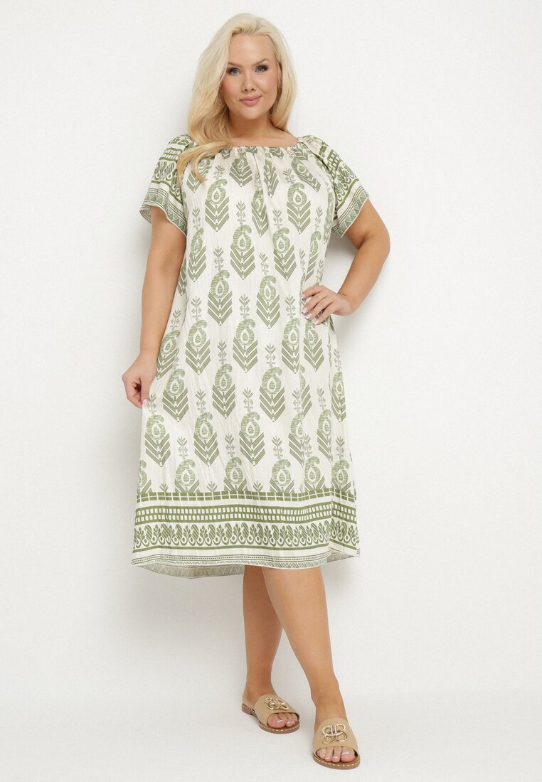 j&x Rochie Verde din Viscoză cu model Boho Ellivra
