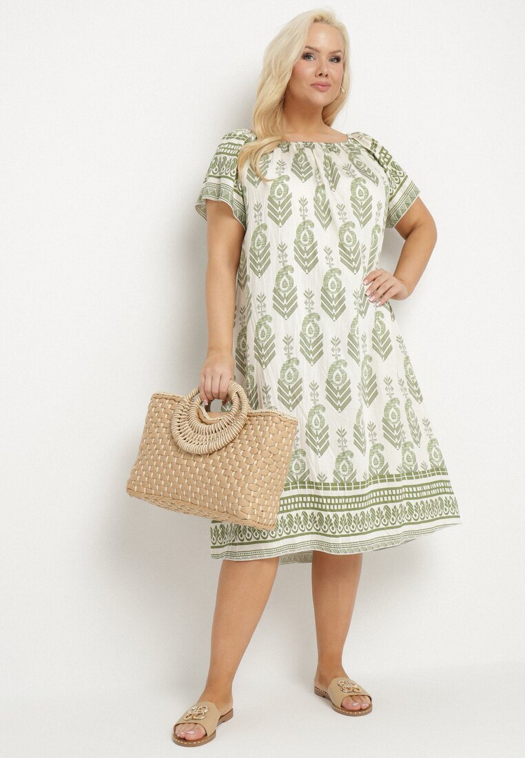 j&x Rochie Verde din Viscoză cu model Boho Ellivra