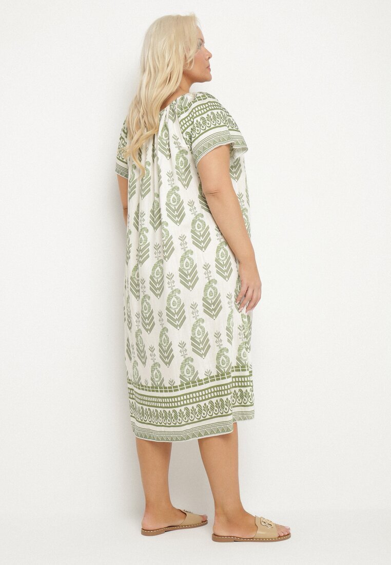 j&x Rochie Verde din Viscoză cu model Boho Ellivra