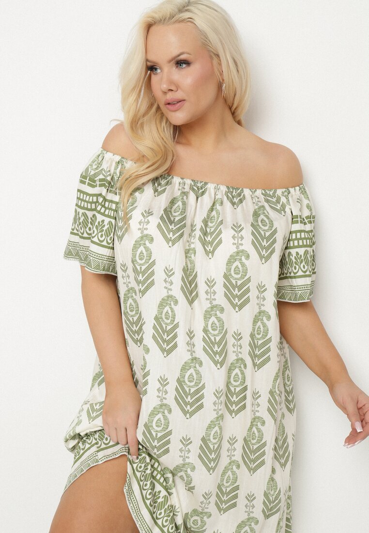 j&x Rochie Verde din Viscoză cu model Boho Ellivra