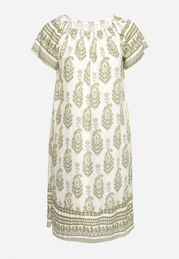j&x Rochie Verde din Viscoză cu model Boho Ellivra