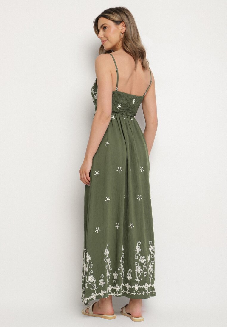 j&x Rochie Verde din Viscoză Decorată cu Broderii Lunireia