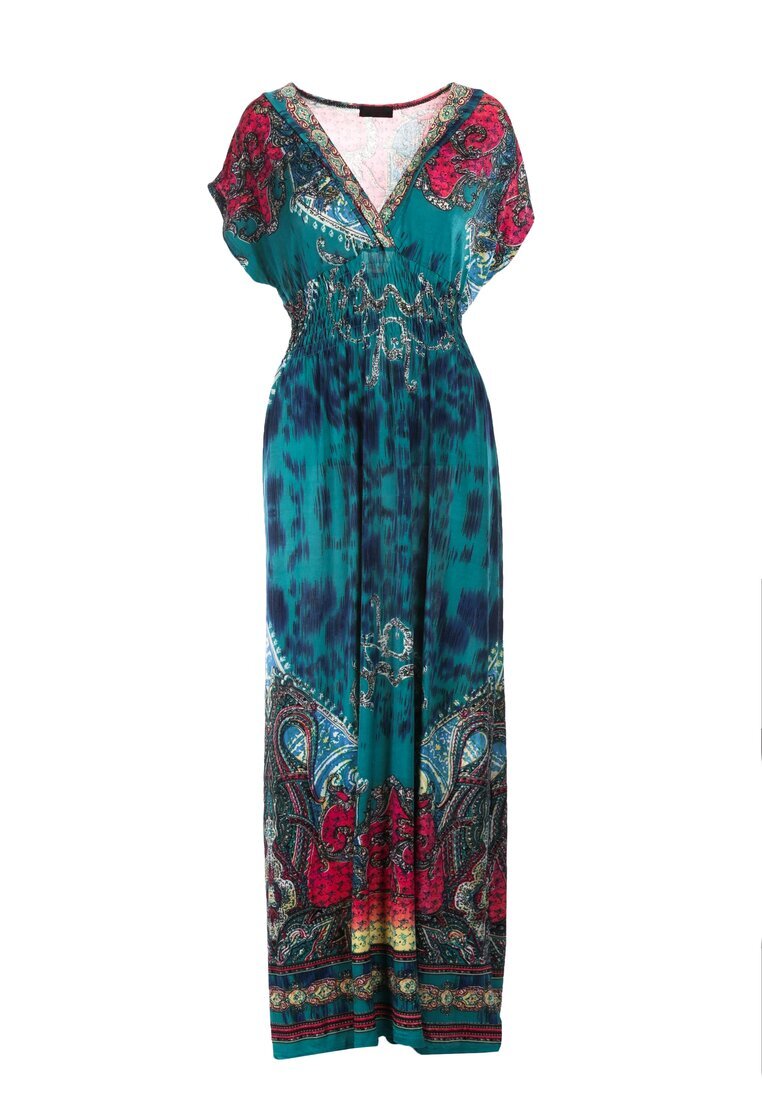 j&x Rochie Verde Încrucișată Cu Model Etnic Matanira