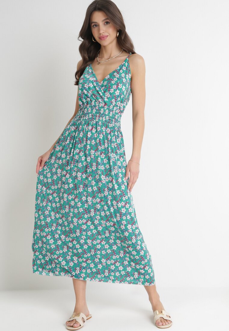 j&x Rochie Verde Maxi cu bretele reglabile și elastic subțire în talie Abgale
