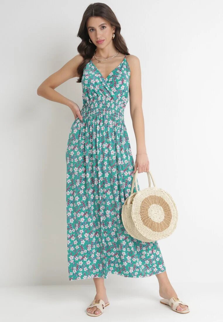 j&x Rochie Verde Maxi cu bretele reglabile și elastic subțire în talie Abgale