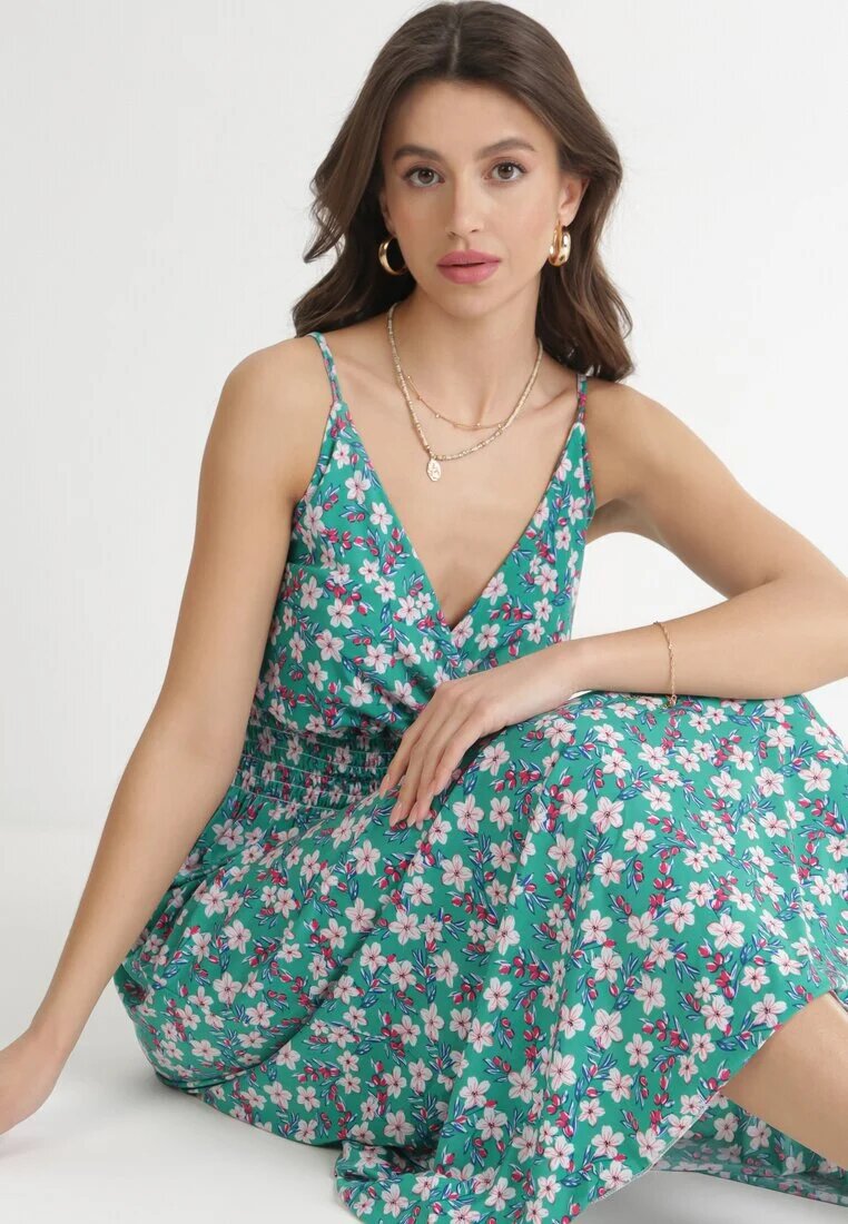j&x Rochie Verde Maxi cu bretele reglabile și elastic subțire în talie Abgale