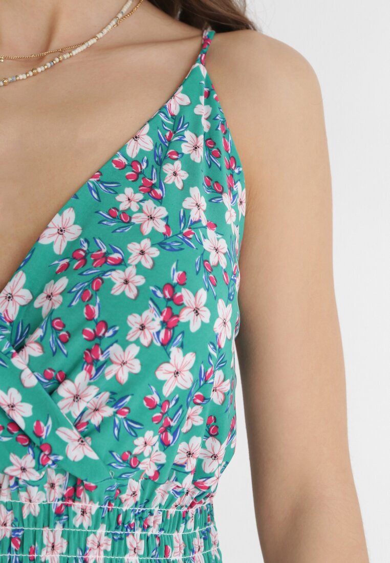 j&x Rochie Verde Maxi cu bretele reglabile și elastic subțire în talie Abgale