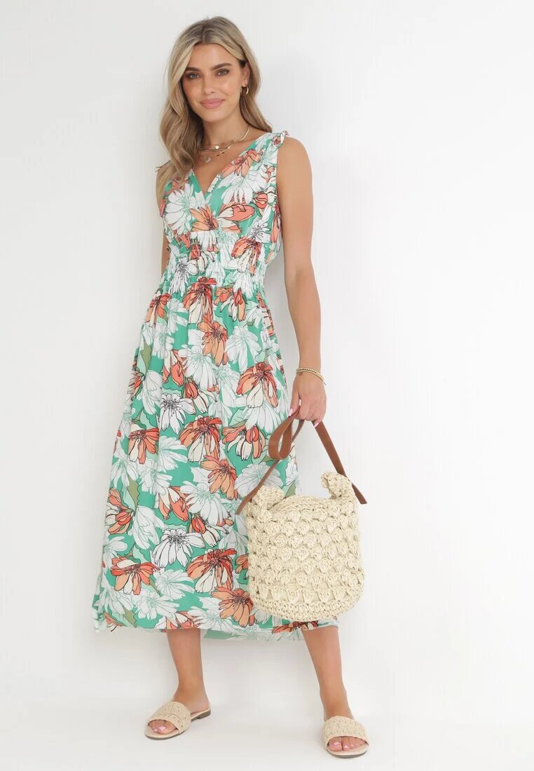 j&x Rochie Verde Maxi cu Decolteu petrecut și Elastic în talie Atalie