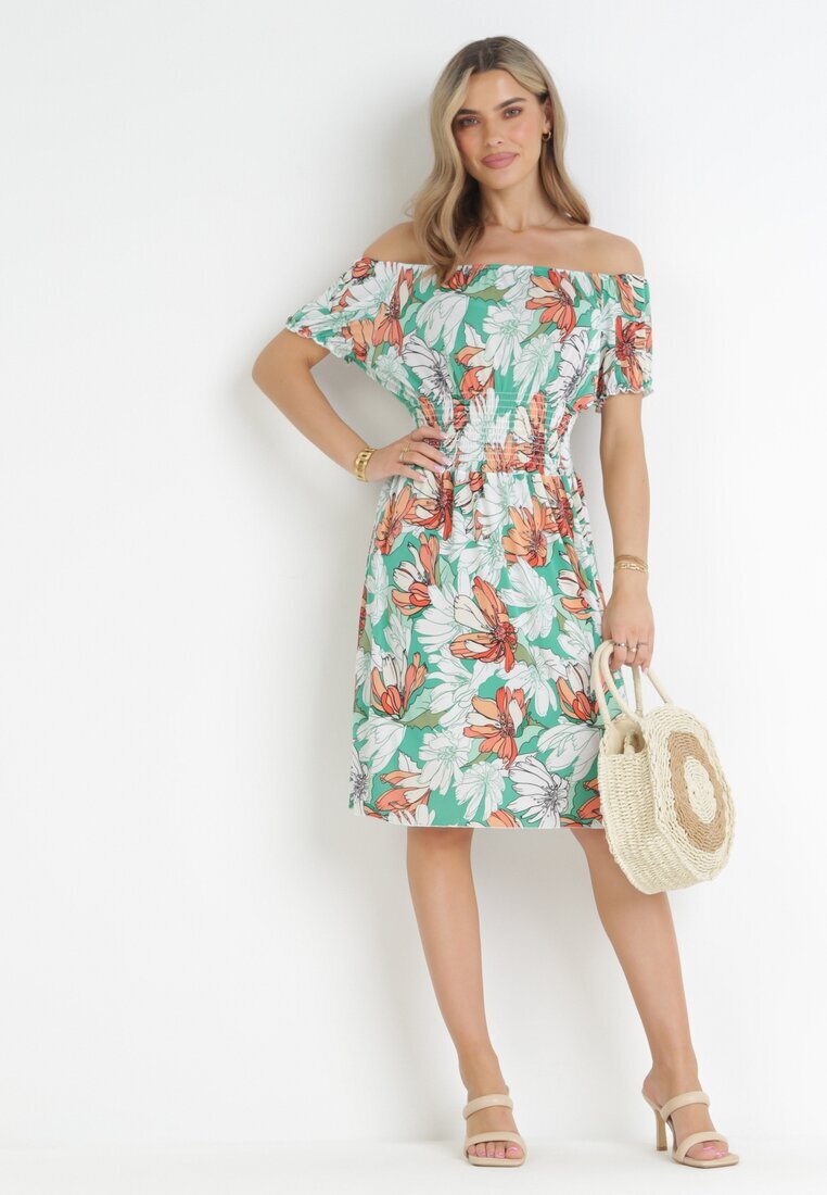 j&x Rochie Verde Midi spaniolă cu elastic în talie Asarina