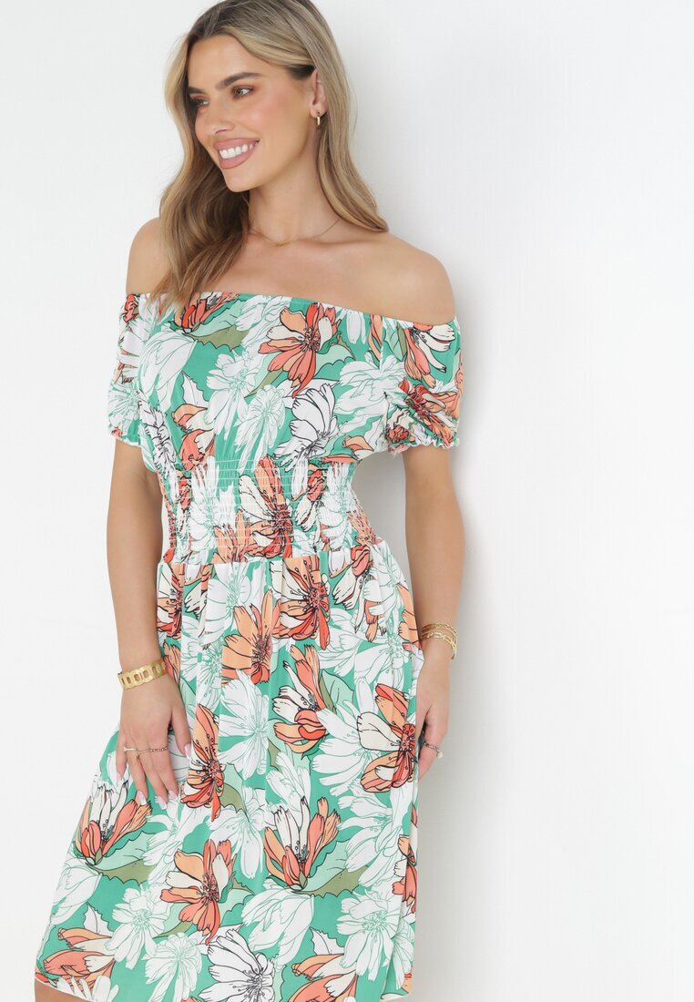 j&x Rochie Verde Midi spaniolă cu elastic în talie Asarina