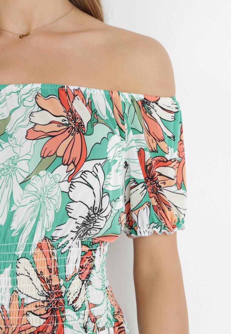 j&x Rochie Verde Midi spaniolă cu elastic în talie Asarina
