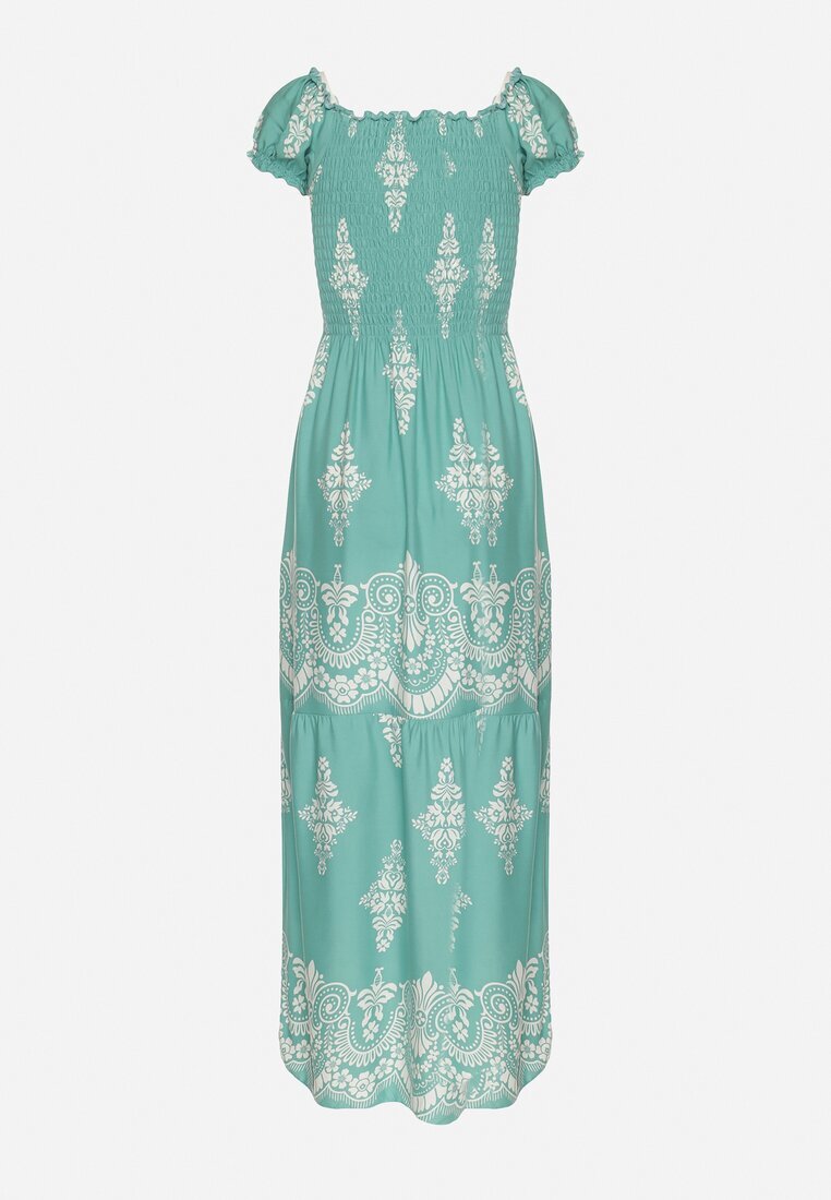 j&x Rochie viscoză Verde deschis cu top încrețit și model Boho Ellifae