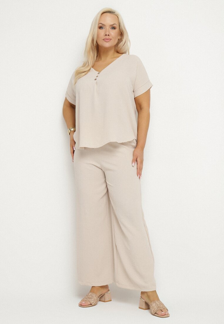j&x Set bej deschis oversize Bluză și Pantaloni largi Amisora