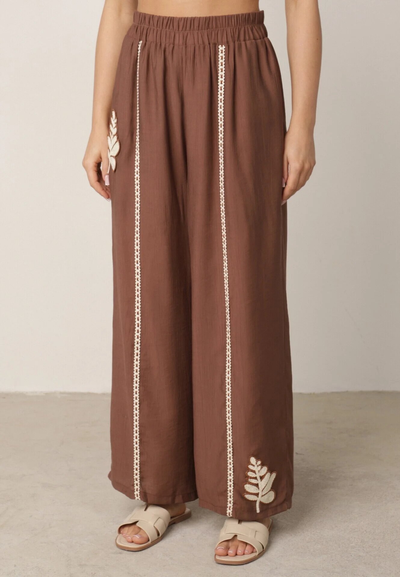 j&x Set de vară din viscoză cămașă și pantaloni cu aplicații croșetate Prisesa Maro