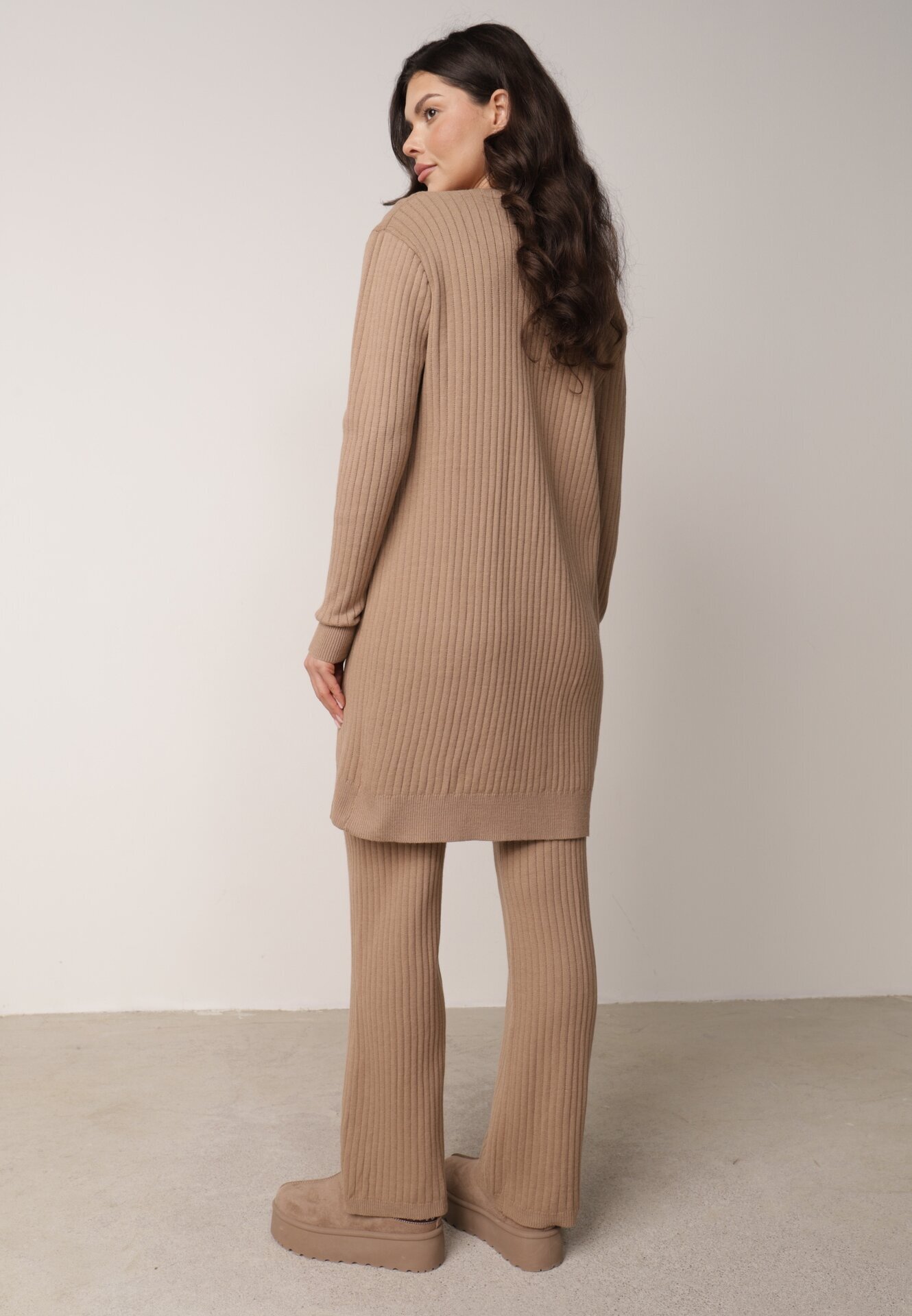 j&x Set din tricot cu bumbac 3 piese: cardigan pantaloni și vestă Vordelia Bej