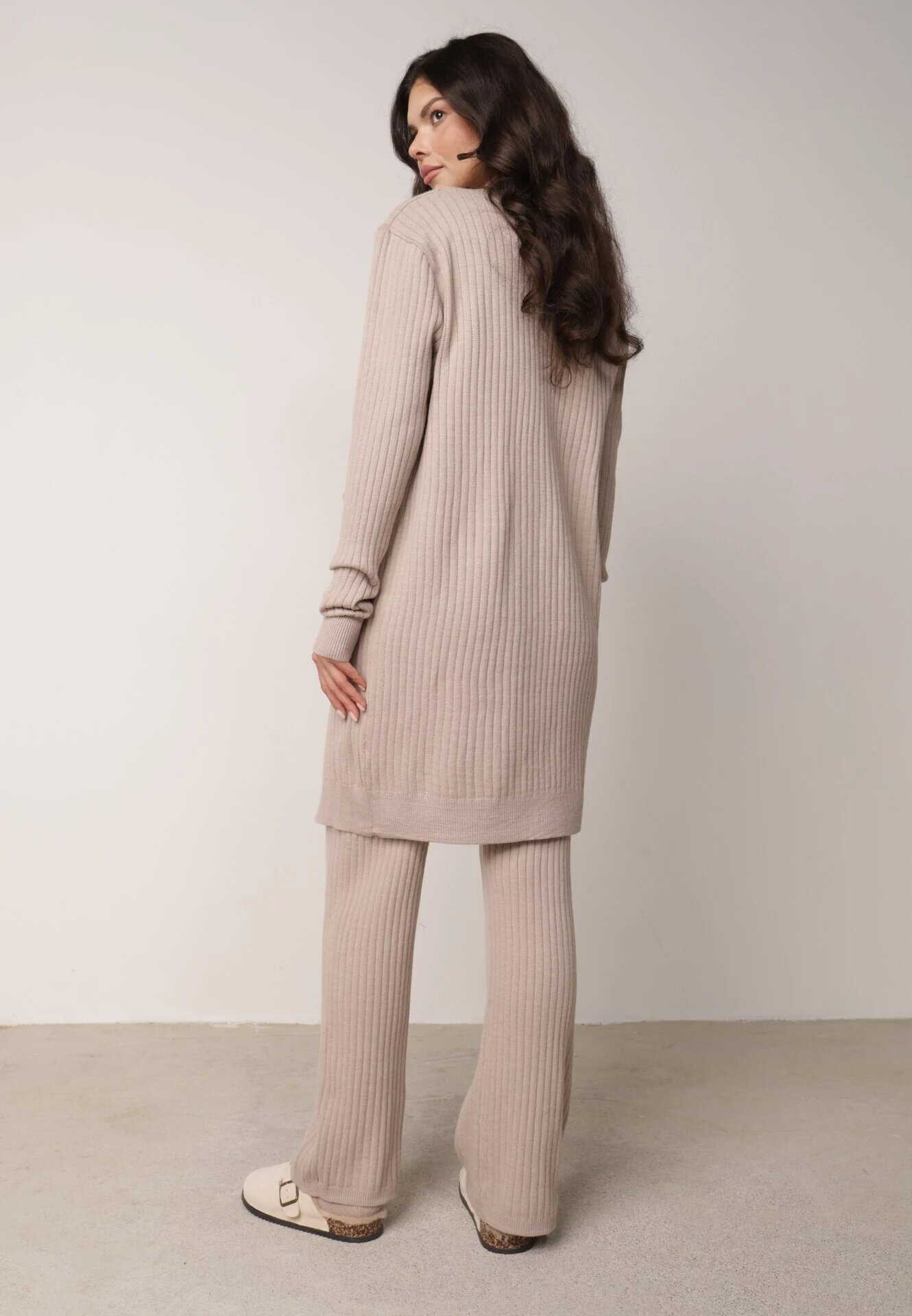 j&x Set din tricot cu bumbac 3 piese: cardigan pantaloni și vestă Vordelia Bej deschis