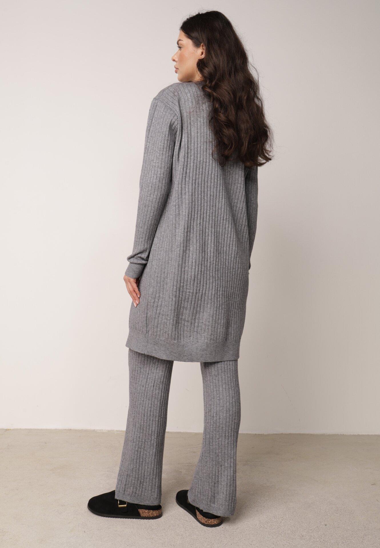 j&x Set din tricot cu bumbac 3 piese: cardigan pantaloni și vestă Vordelia Gri